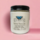 Classic 9oz Jam Jar Crystal Soy Candle - Berry Vanilla (Rose Quartz) from Evolve Botanica