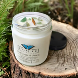 Classic 9oz Jam Jar Crystal Soy Candle - Hemlock & Fern (Aventurine) from Evolve Botanica