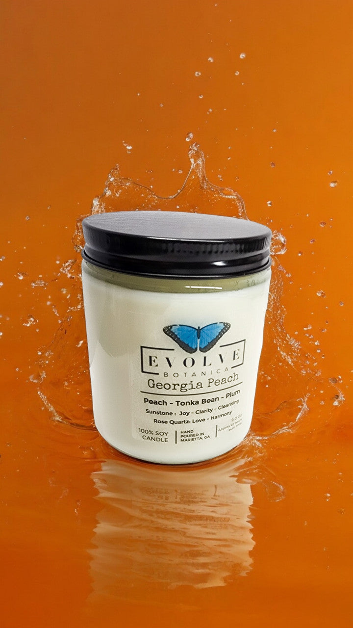 Classic 9oz Jam Jar Crystal Soy Candle - Orange Day Dream (Moonstone) from Evolve Botanica