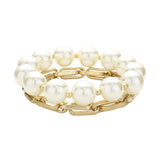 2PCS Pearl Beaded Metal Chain Layered Bracelets from Madeline Love