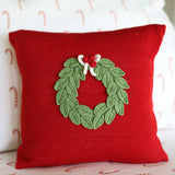 Green Wreath 10" Pillow, Red from Melange Collection