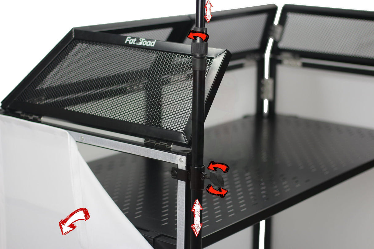 DJ Booth Tabletop With 8FT Lighting Truss Stand Package by FAT TOAD - Foldable Panel Portable Stage Platform Facade Scrim Cover, Video Light Display from GeekStands