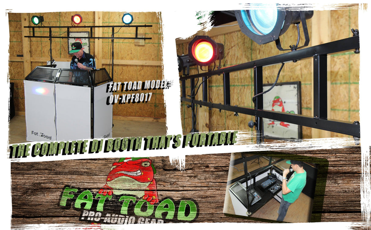 DJ Booth Tabletop With 8FT Lighting Truss Stand Package by FAT TOAD - Foldable Panel Portable Stage from GeekStands