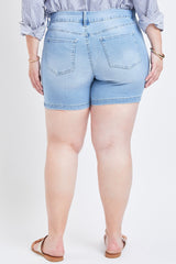 Women's Plus Size Basic 2-Button Side Slit Hem Shorts from YMI JEANS