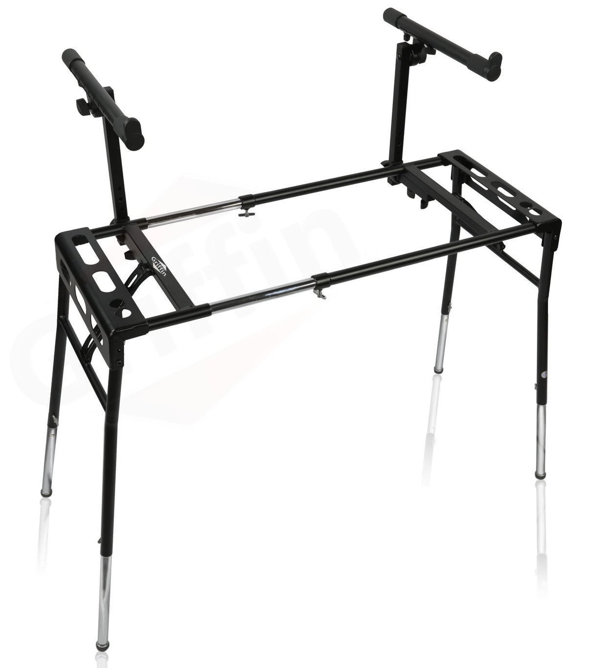 GRIFFIN 2-Tier DJ Coffin Workstation Stand - Double Table Top Keyboard & Laptop Holder Mount from GeekStands