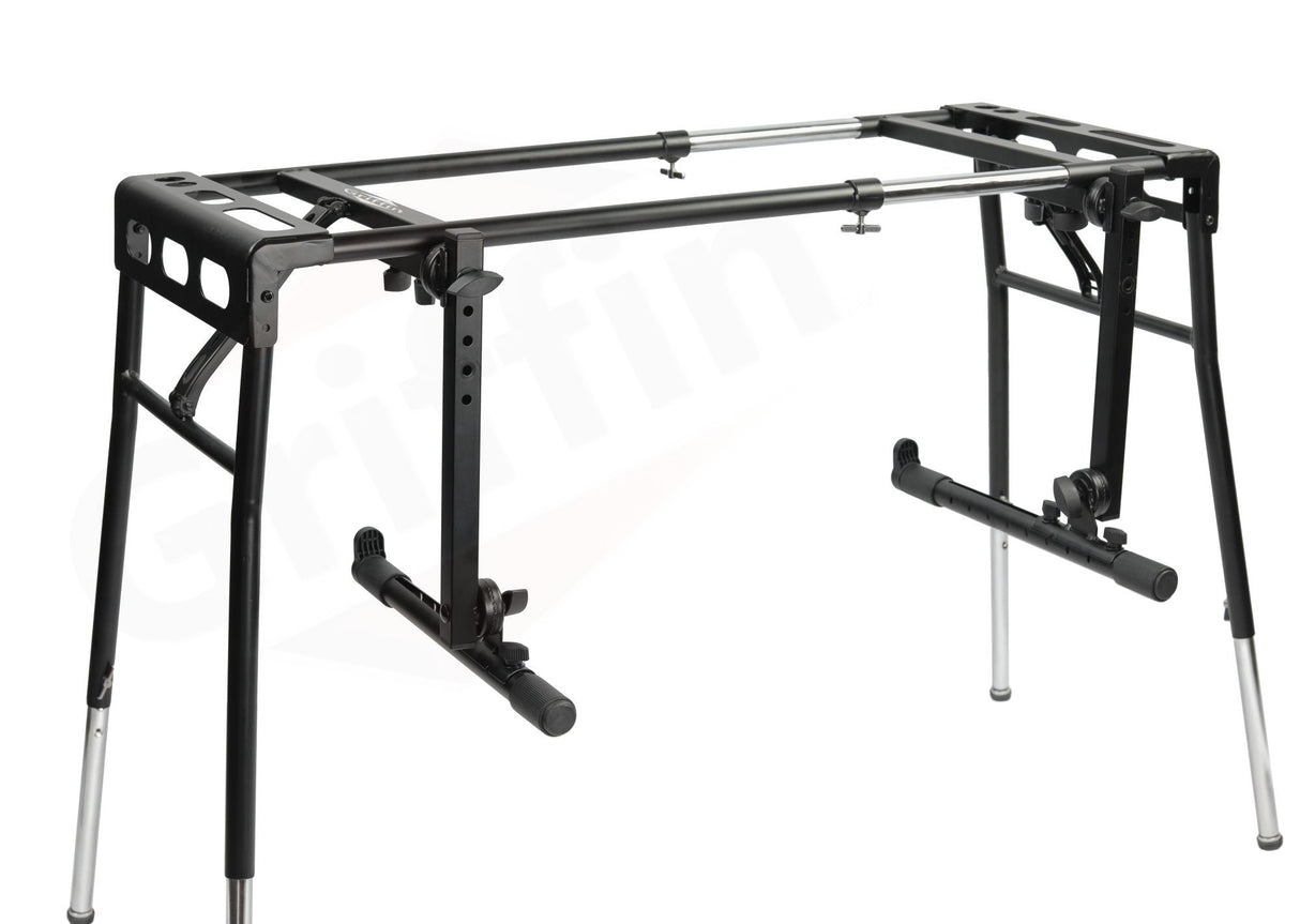 GRIFFIN 2-Tier DJ Coffin Workstation Stand - Double Table Top Keyboard & Laptop Holder Mount from GeekStands