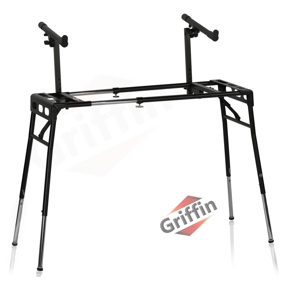GRIFFIN 2-Tier DJ Coffin Workstation Stand - Double Table Top Keyboard & Laptop Holder Mount from GeekStands