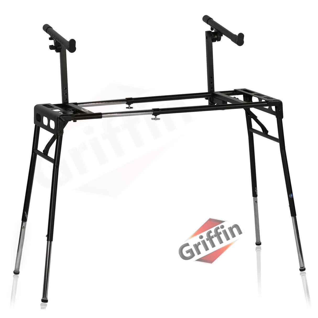 GRIFFIN 2-Tier DJ Coffin Workstation Stand - Double Table Top Keyboard & Laptop Holder - Duel Level Digital Piano Rack Mount Platform for Studio Mixer from GeekStands