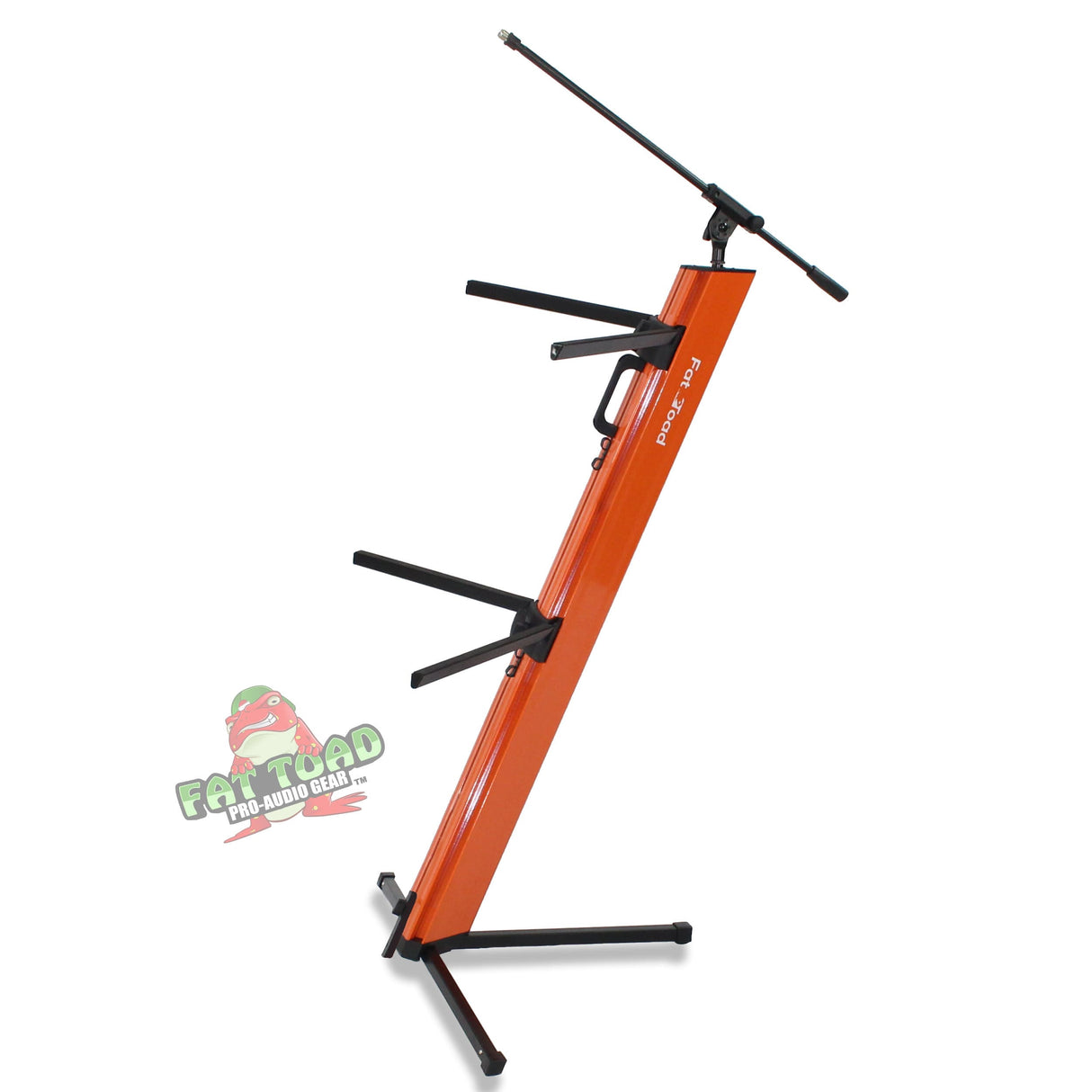 FAT TOAD Professional 2-Tier Column Keyboard Stand with Mic Boom Arm Adapter | Double Sliding Electronic Piano Tower Mount Platform | Holder for Digital Turntable, DJ Audio Gear, Studio Synthesizer from GeekStands.com