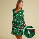 The Christmas Tree Camo | Christmas Tree Print Wrap Dress from Shinesty
