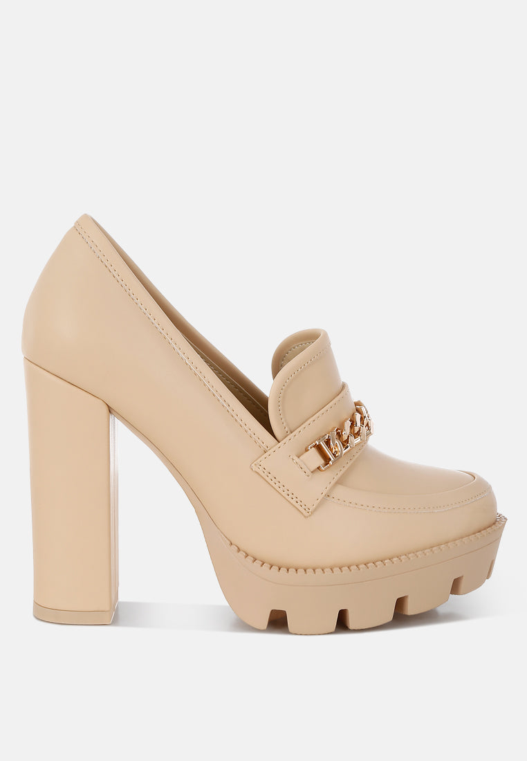 Y2K Chunky High Block Heeled Loafers from London Rag International