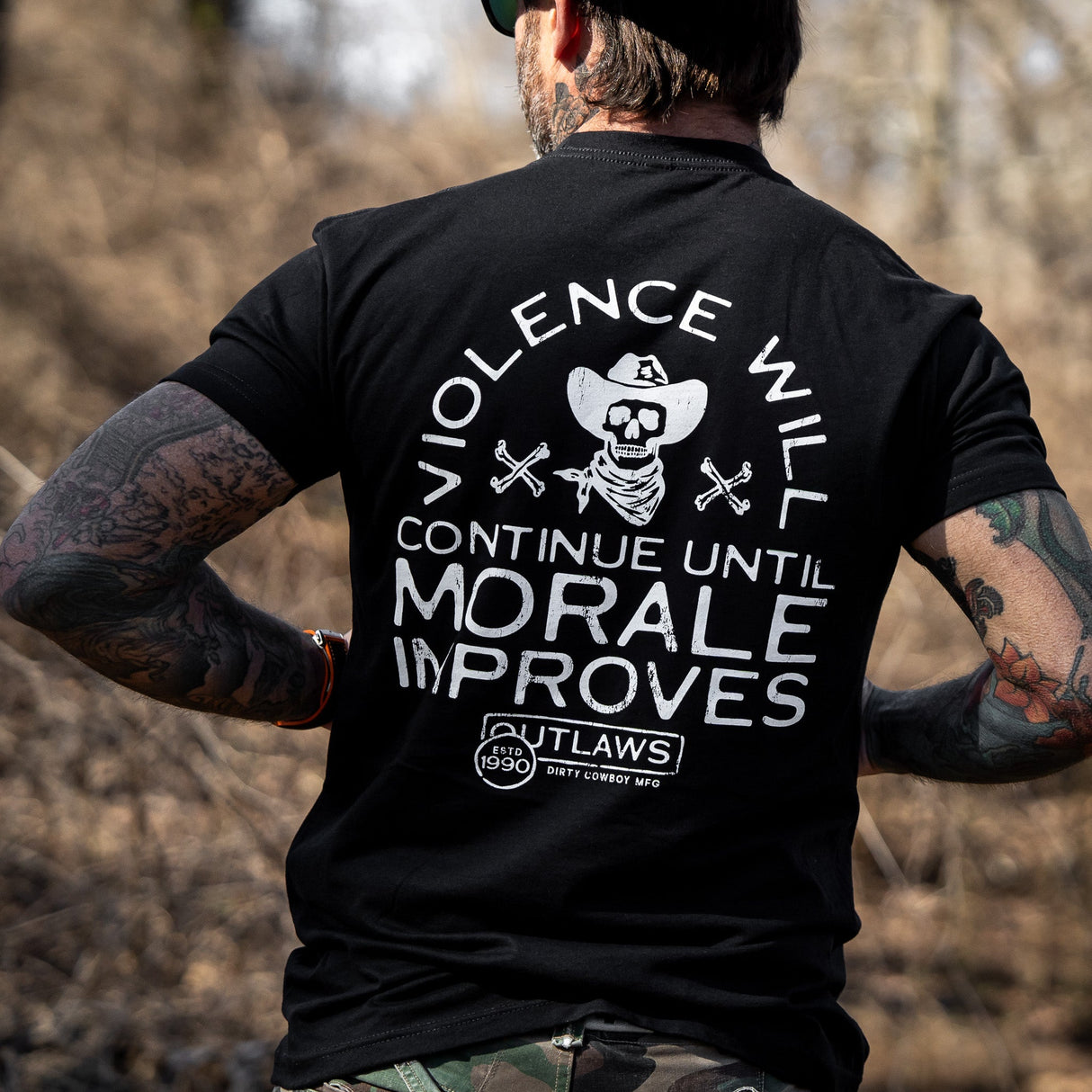 Violence Will Continue Until Morale Improves Men's T-Shirt from Combat Iron Apparel