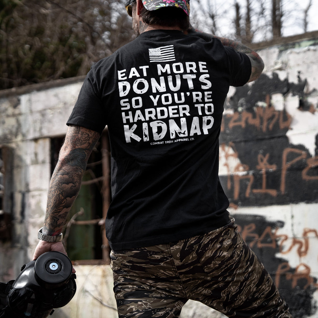Eat More Donuts So You're Harder To Kidnap Men's T-Shirt From Combat Iron Apparel