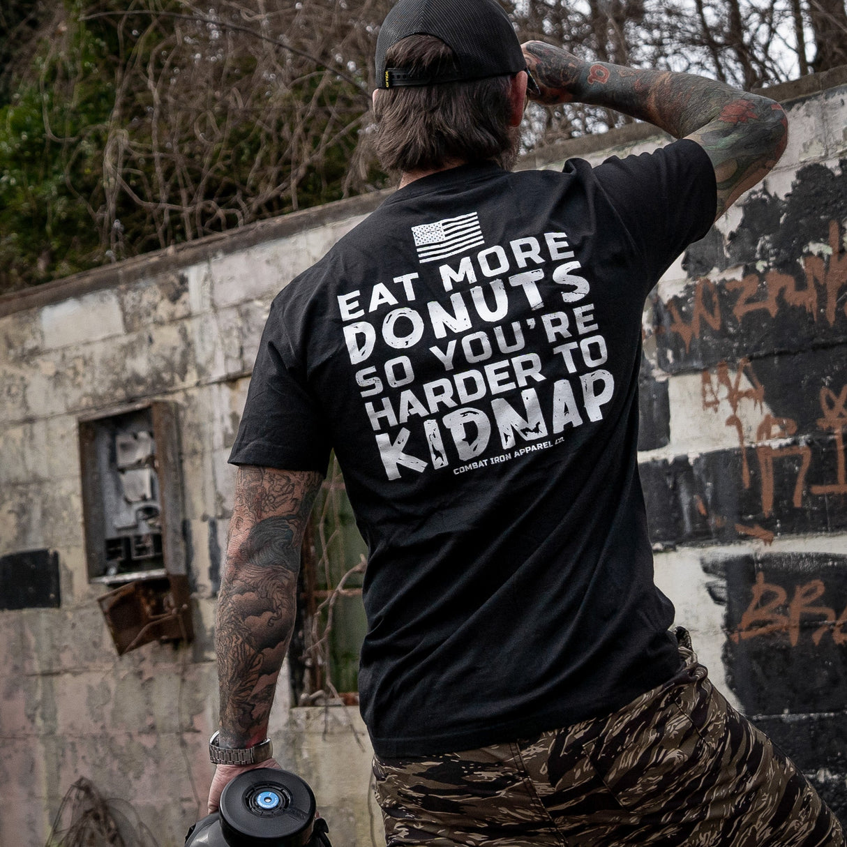 Eat More Donuts So You're Harder To Kidnap Men's T-Shirt From Combat Iron Apparel