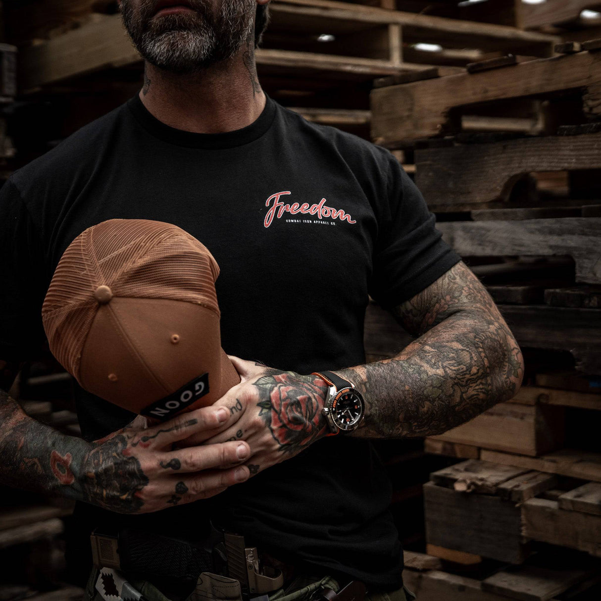 Freedom Statue Men's T-Shirt From Combat Iron Apparel
