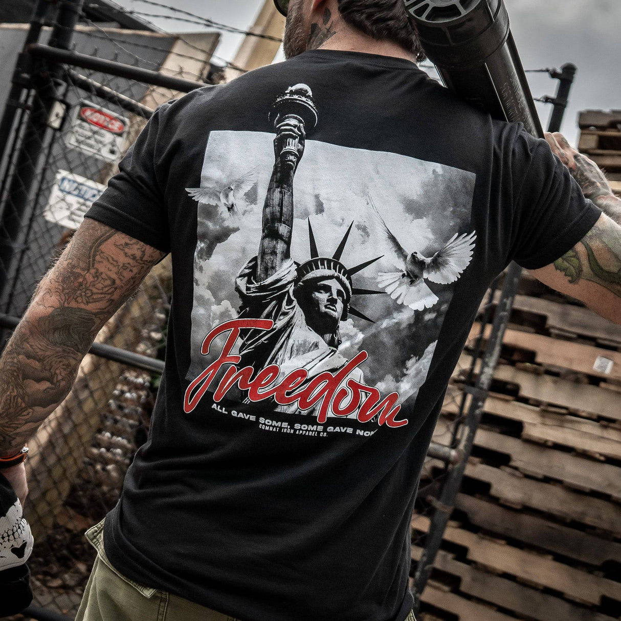 Freedom Statue Men's T-Shirt From Combat Iron Apparel