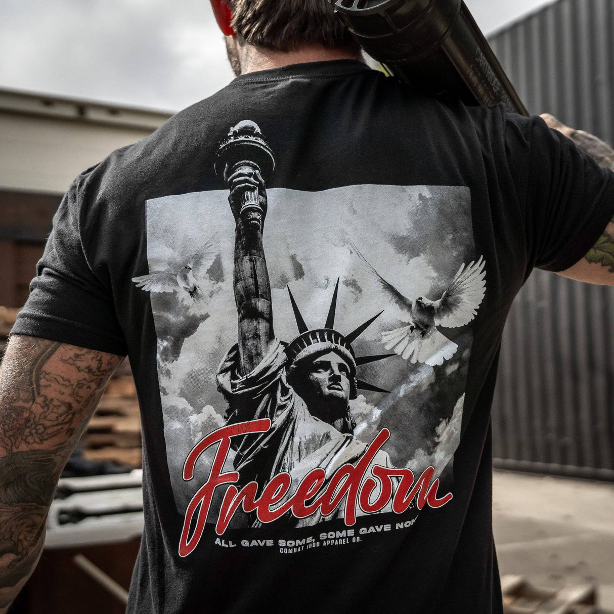 Freedom Statue Men's T-Shirt From Combat Iron Apparel