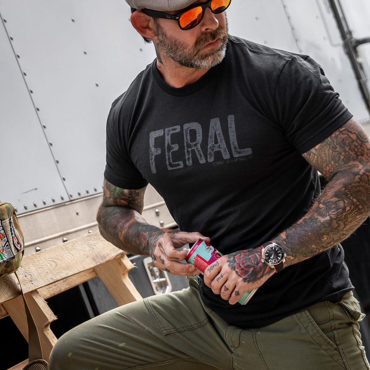 Feral Distressed Men's T-Shirt From Combat Iron Apparel