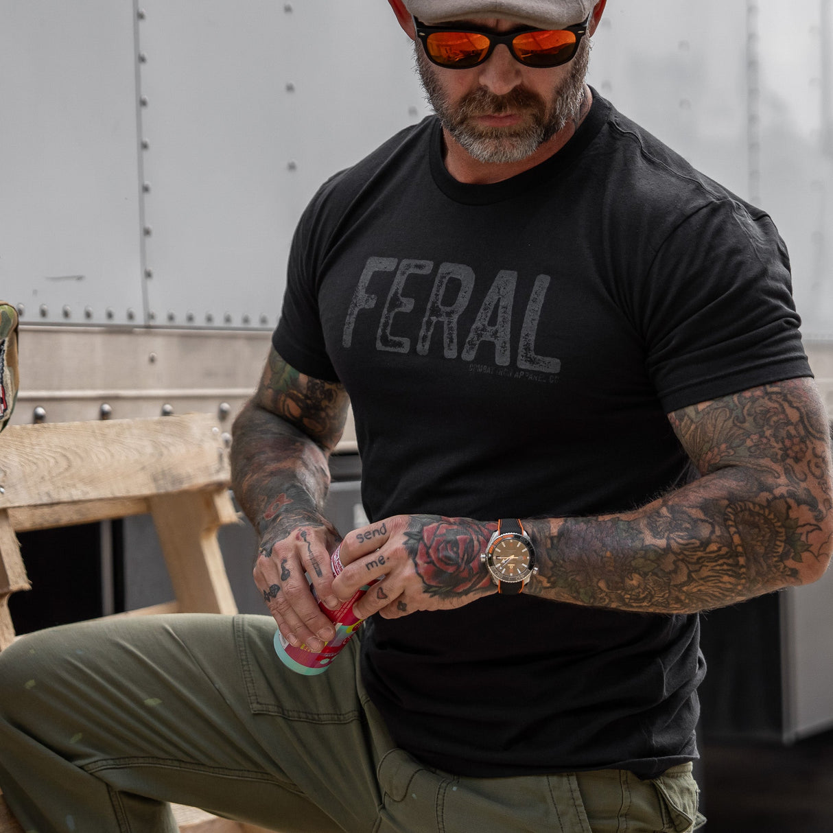 Feral Distressed Men's T-Shirt From Combat Iron Apparel