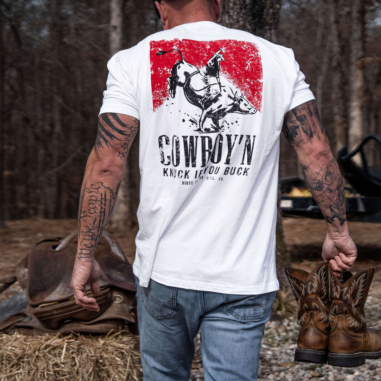 Cowboy'n | Knuck If You Buck Men's T-Shirt From Combat Iron Apparel