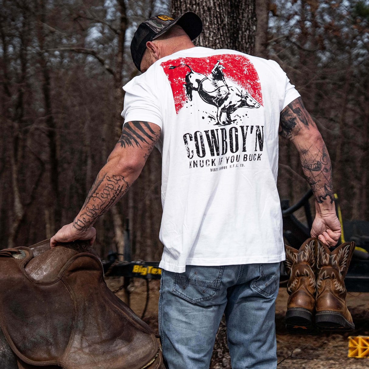 Cowboy'n | Knuck If You Buck Men's T-Shirt From Combat Iron Apparel