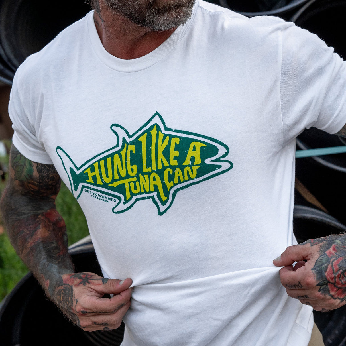 Hung Like A Tuna Can Men's T-Shirt From Combat Iron Apparel