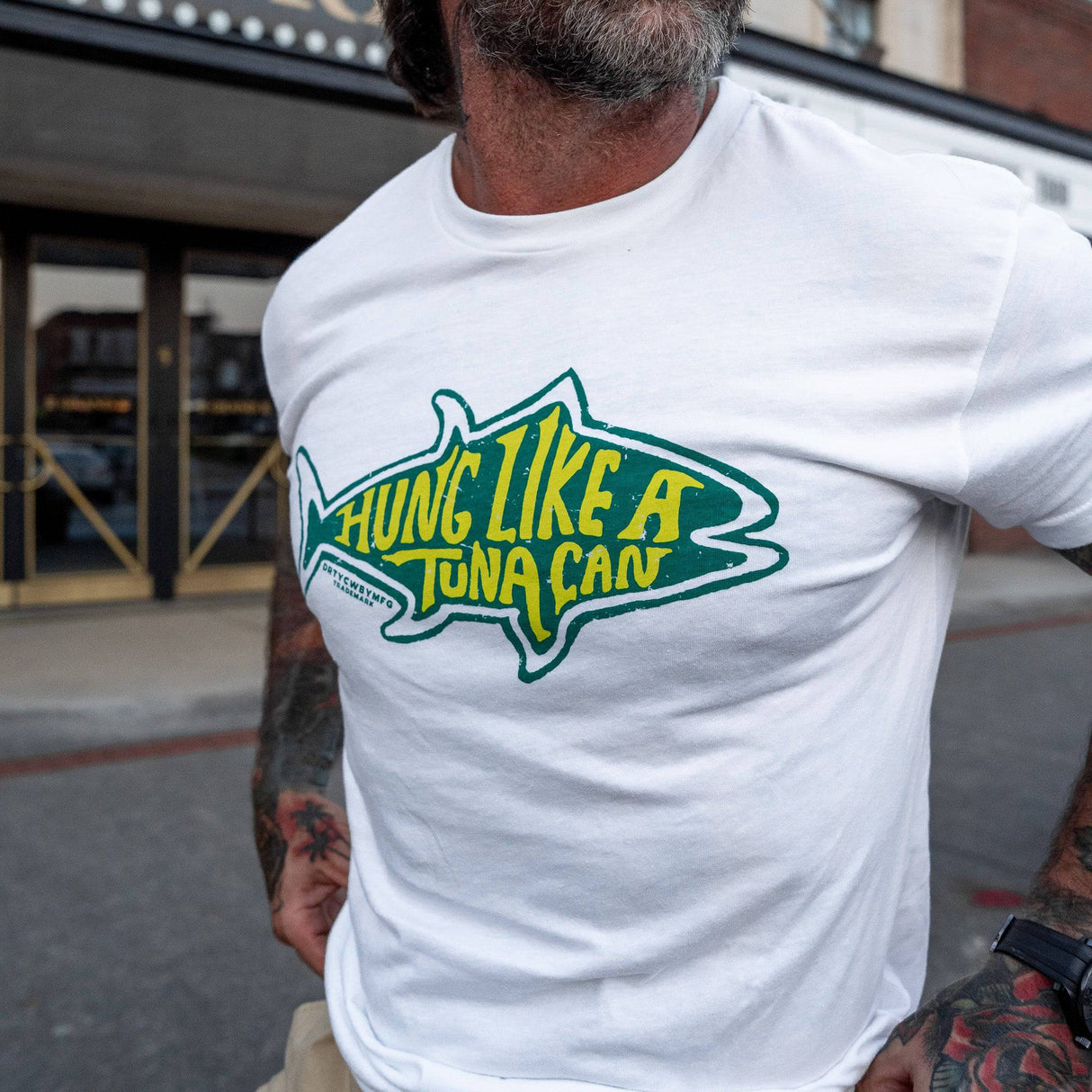 Hung Like A Tuna Can Men's T-Shirt From Combat Iron Apparel