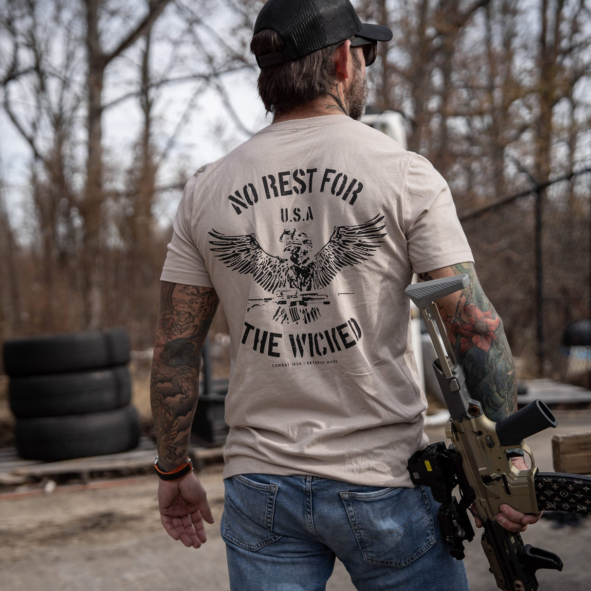No Rest For The Wicked Men's T-Shirt from Combat Iron Apparel