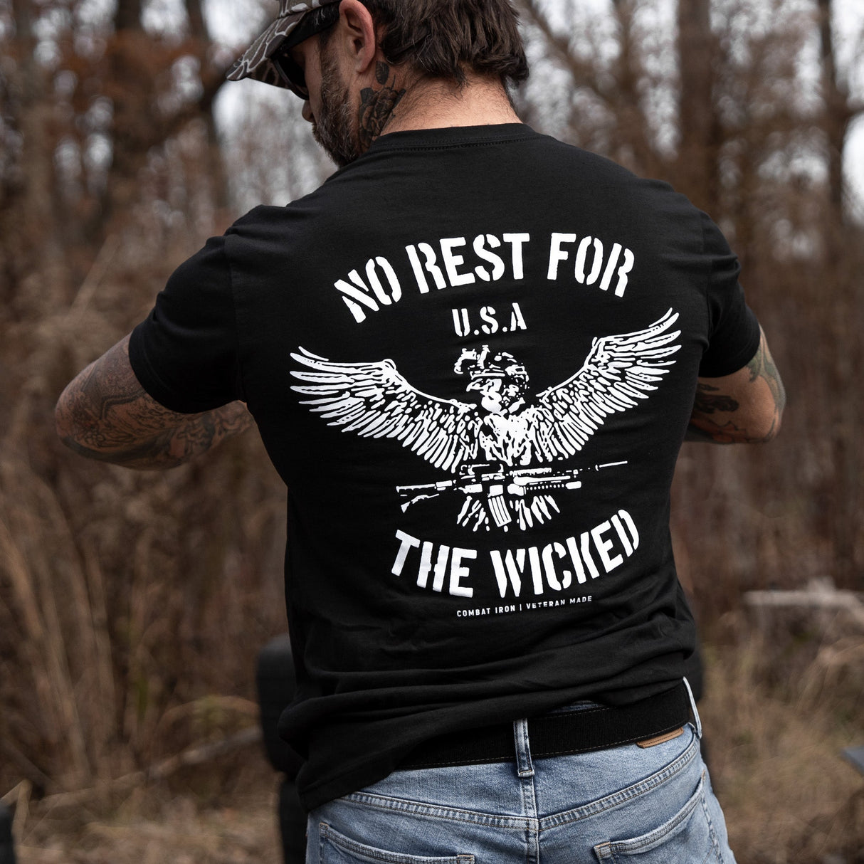 No Rest For The Wicked Men's T-Shirt from Combat Iron Apparel
