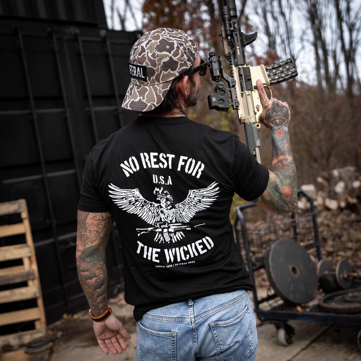 No Rest For The Wicked Men's T-Shirt from Combat Iron Apparel
