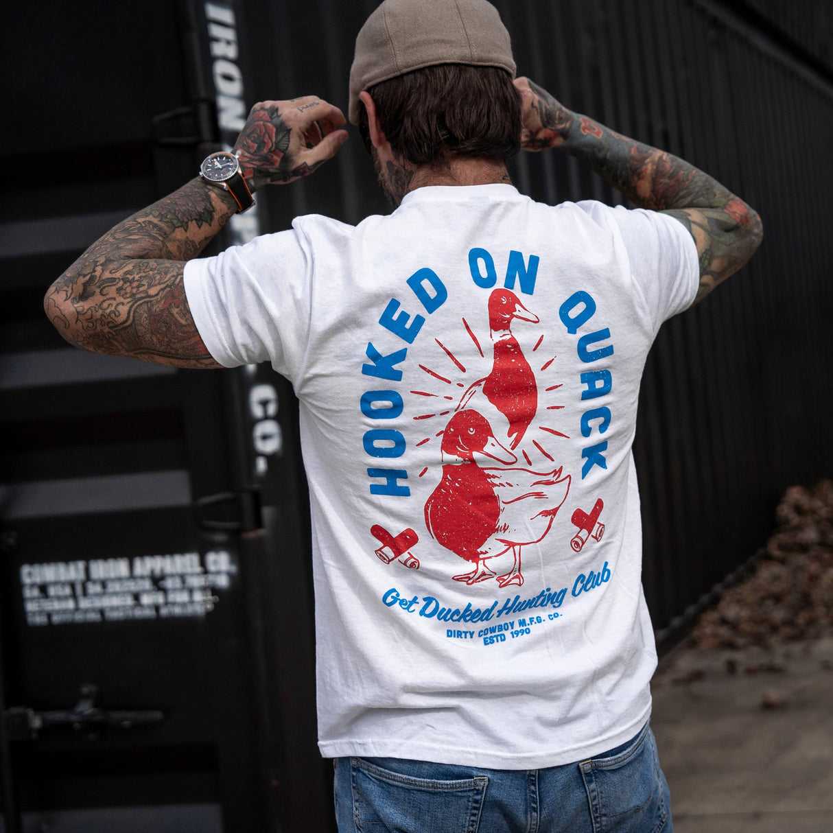 Hooked On Quack Hunter ' Get Ducked' Men's T-Shirt From Combat Iron Apparel
