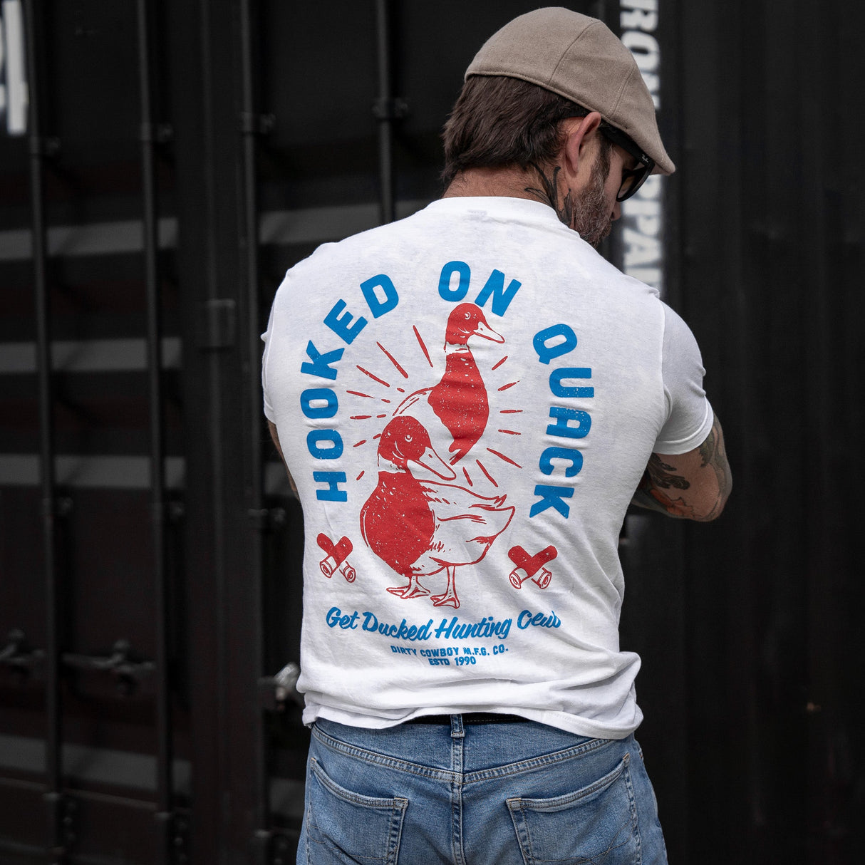 Hooked On Quack Hunter ' Get Ducked' Men's T-Shirt From Combat Iron Apparel