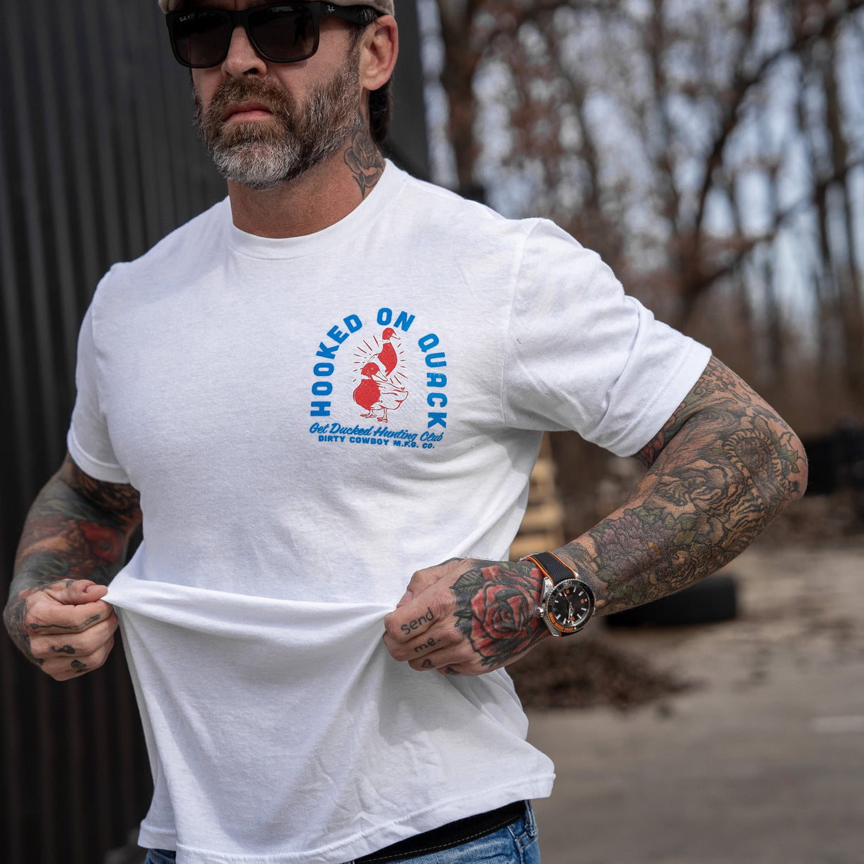 Hooked On Quack Hunter ' Get Ducked' Men's T-Shirt From Combat Iron Apparel