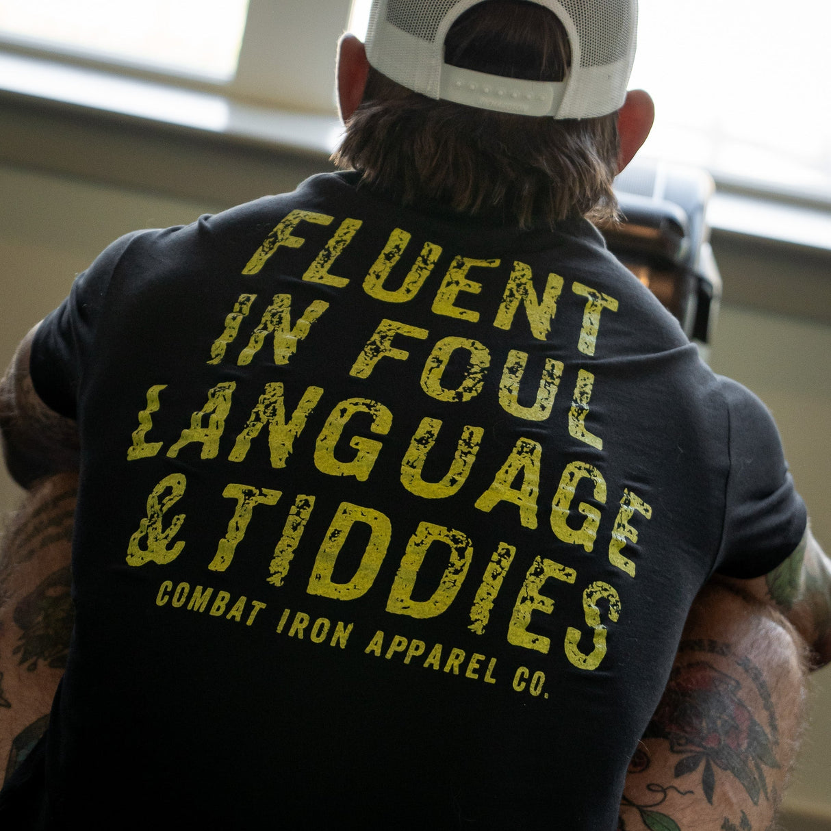 Fluent In Foul Language and Tiddies Men's T-Shirt From Combat Iron Apparel