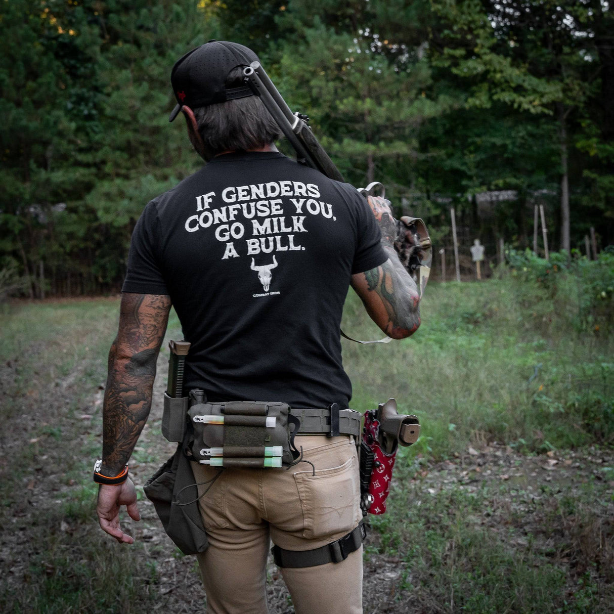 If Genders Confuse You, Go Milk a Bull Men's T-Shirt From Combat Iron Apparel