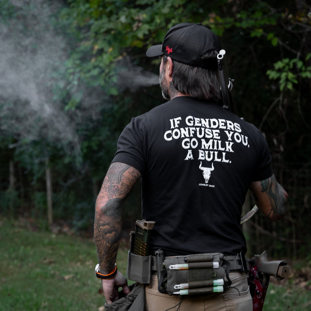 If Genders Confuse You, Go Milk a Bull Men's T-Shirt From Combat Iron Apparel