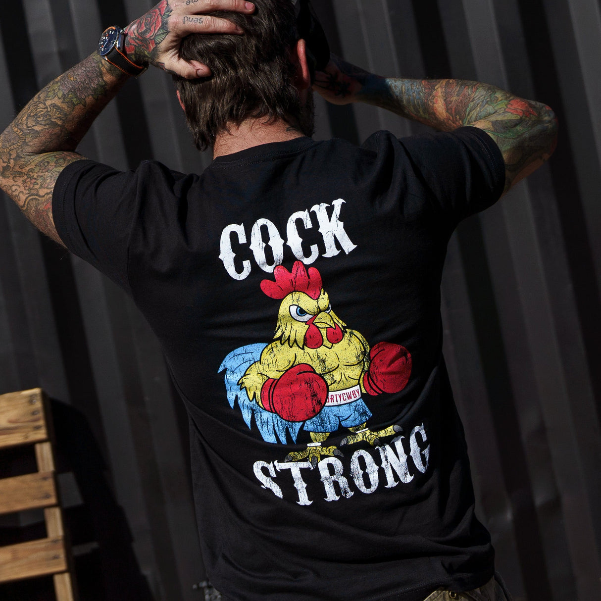 Boxing Chicken C*ck Strong Men's T-Shirt From Combat Iron Apparel