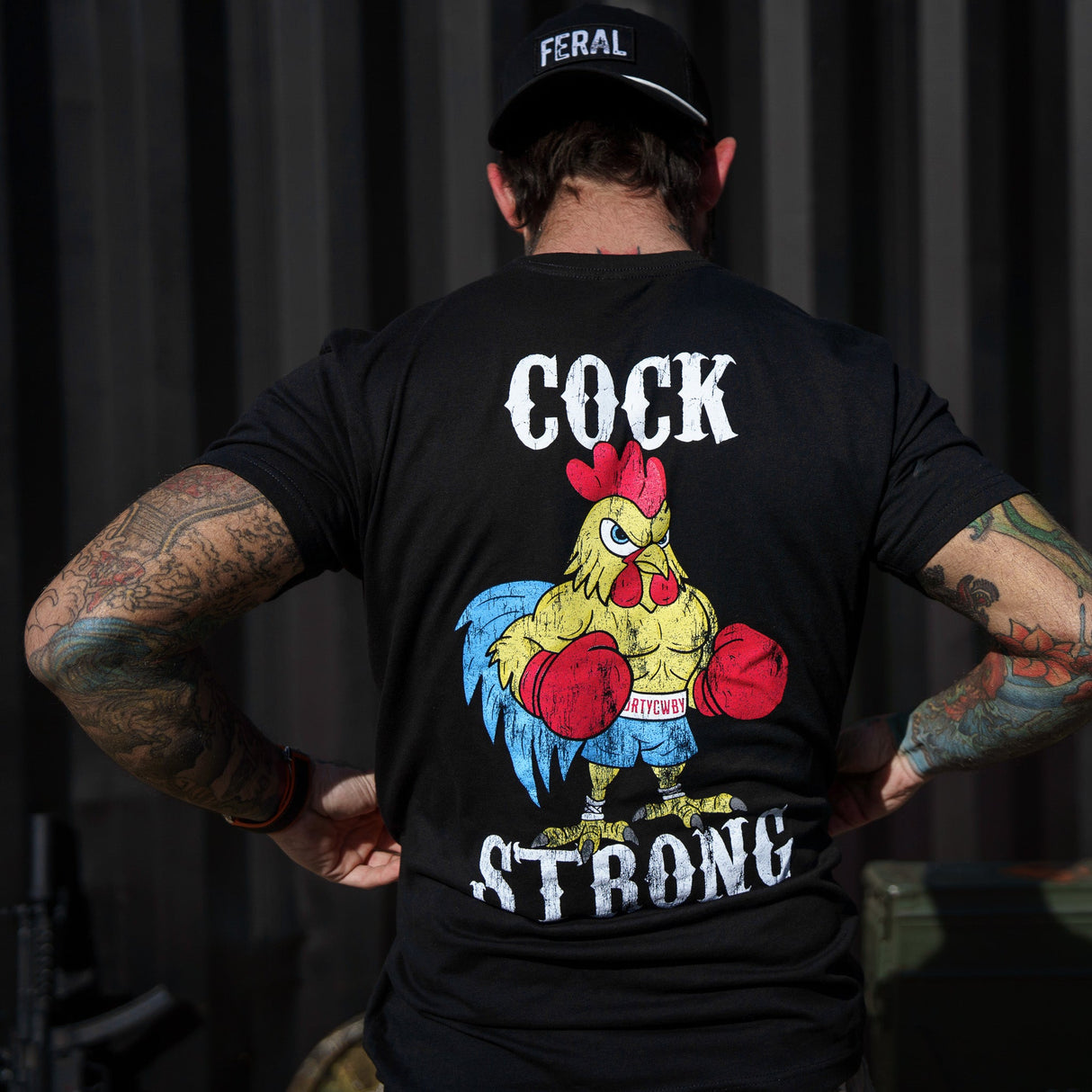 Boxing Chicken C*ck Strong Men's T-Shirt From Combat Iron Apparel