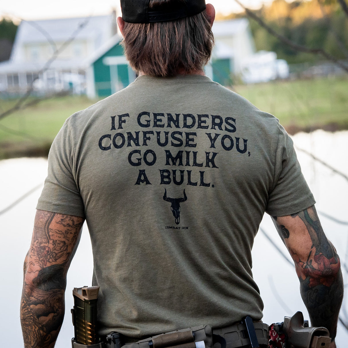 If Genders Confuse You, Go Milk a Bull Men's T-Shirt From Combat Iron Apparel