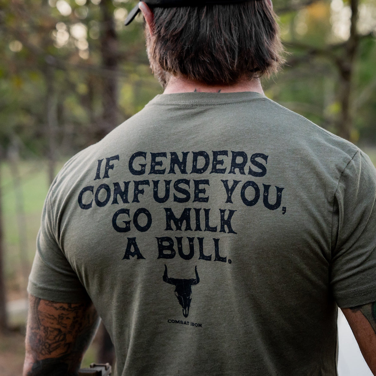 If Genders Confuse You, Go Milk a Bull Men's T-Shirt From Combat Iron Apparel