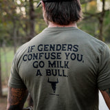 If Genders Confuse You, Go Milk a Bull Men's T-Shirt From Combat Iron Apparel