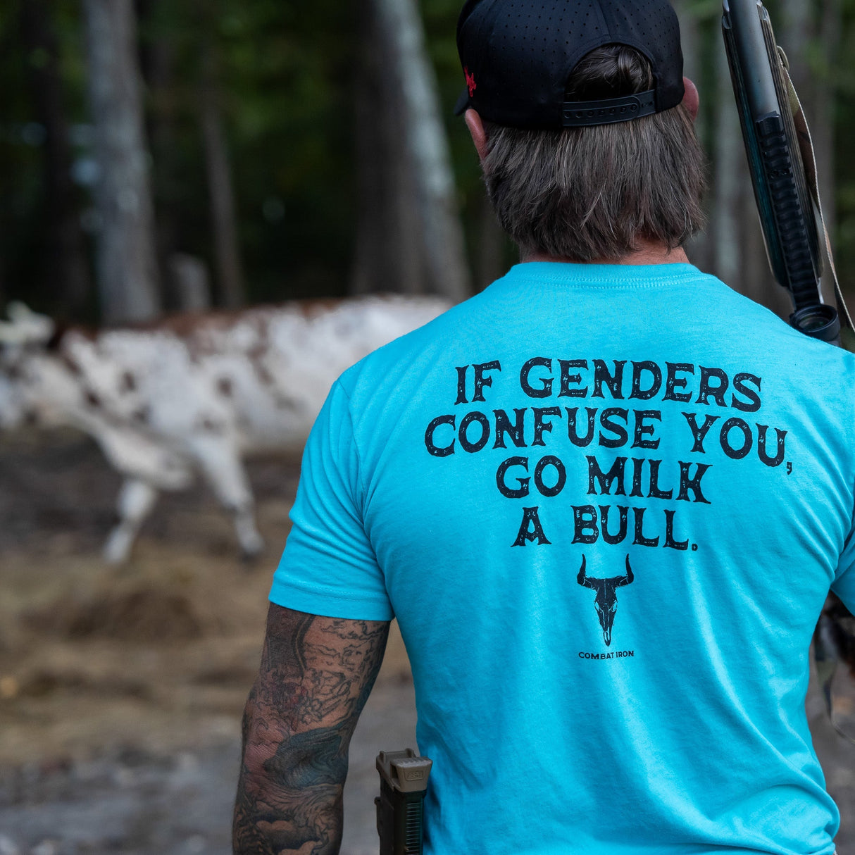 If Genders Confuse You, Go Milk a Bull Men's T-Shirt From Combat Iron Apparel