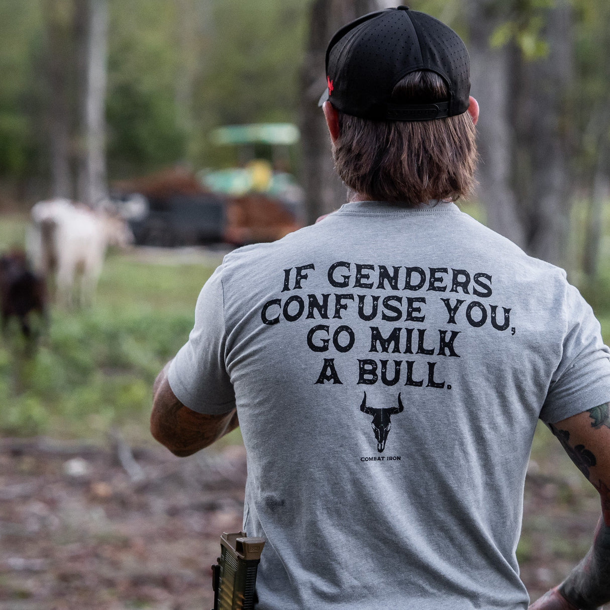 If Genders Confuse You, Go Milk a Bull Men's T-Shirt From Combat Iron Apparel