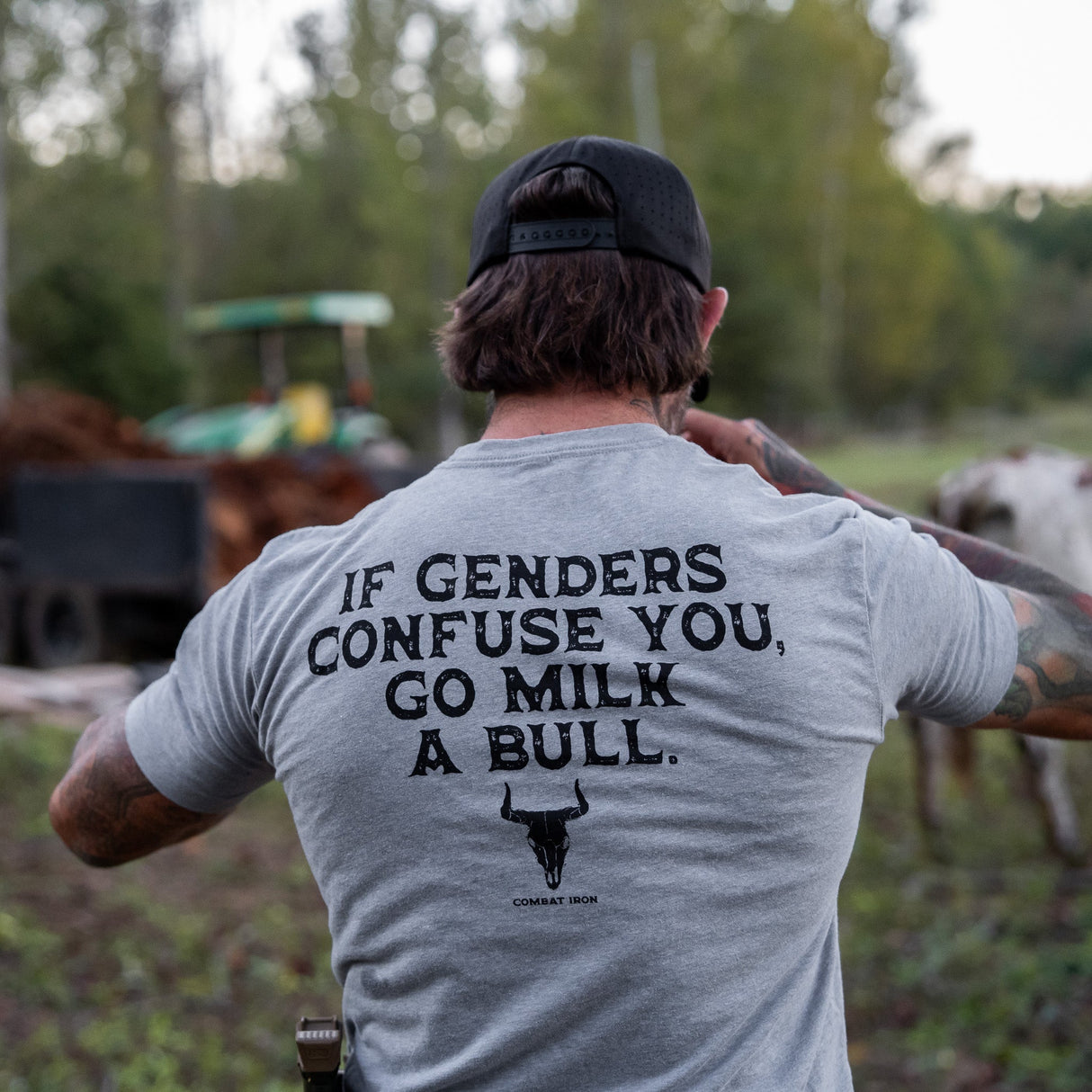 If Genders Confuse You, Go Milk a Bull Men's T-Shirt From Combat Iron Apparel