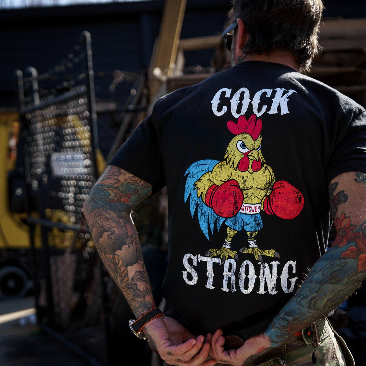 Boxing Chicken C*ck Strong Men's T-Shirt From Combat Iron Apparel