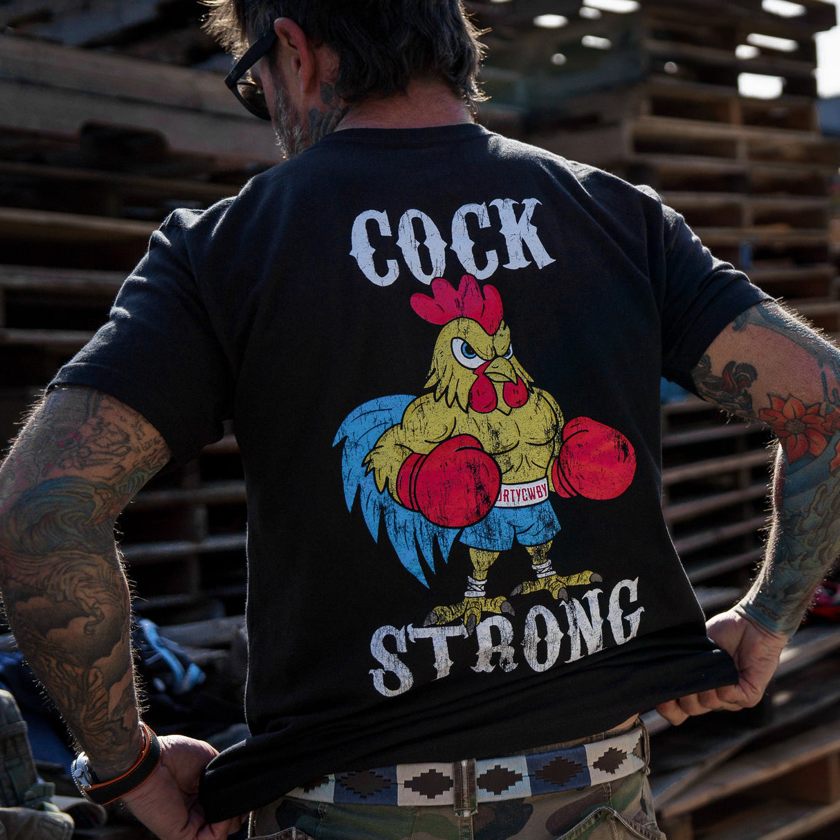 Boxing Chicken C*ck Strong Men's T-Shirt From Combat Iron Apparel