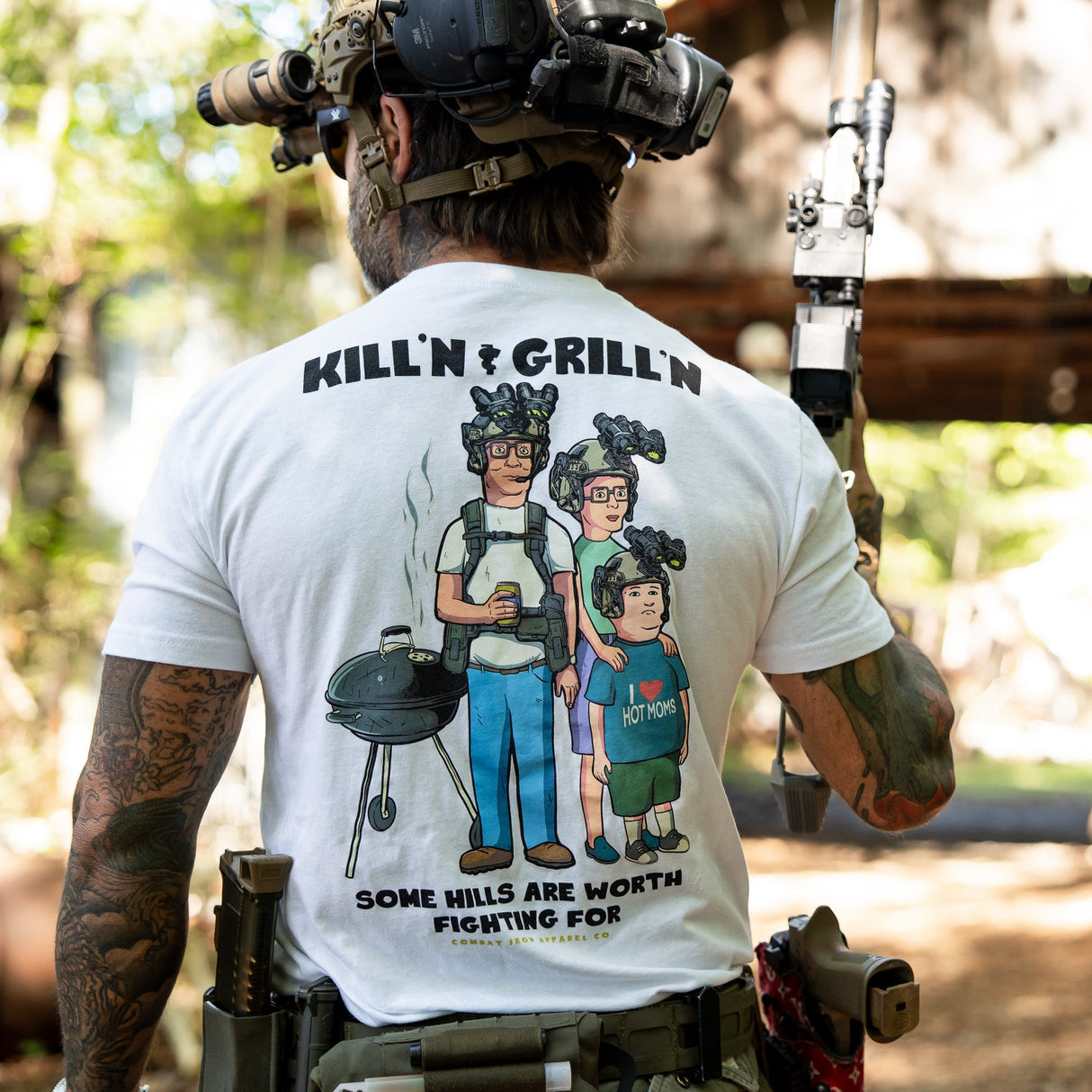 Kill'n & Grill'n | Some Hills Are Worth Fighting For Men's T-Shirt From Combat Iron Apparel