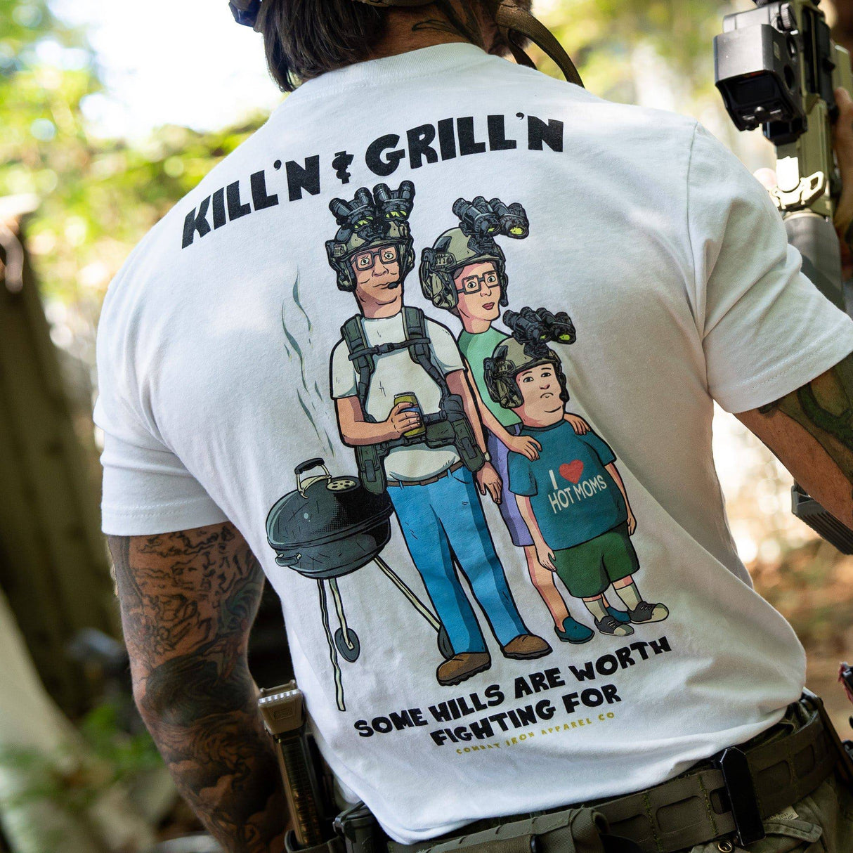 Kill'n & Grill'n | Some Hills Are Worth Fighting For Men's T-Shirt From Combat Iron Apparel