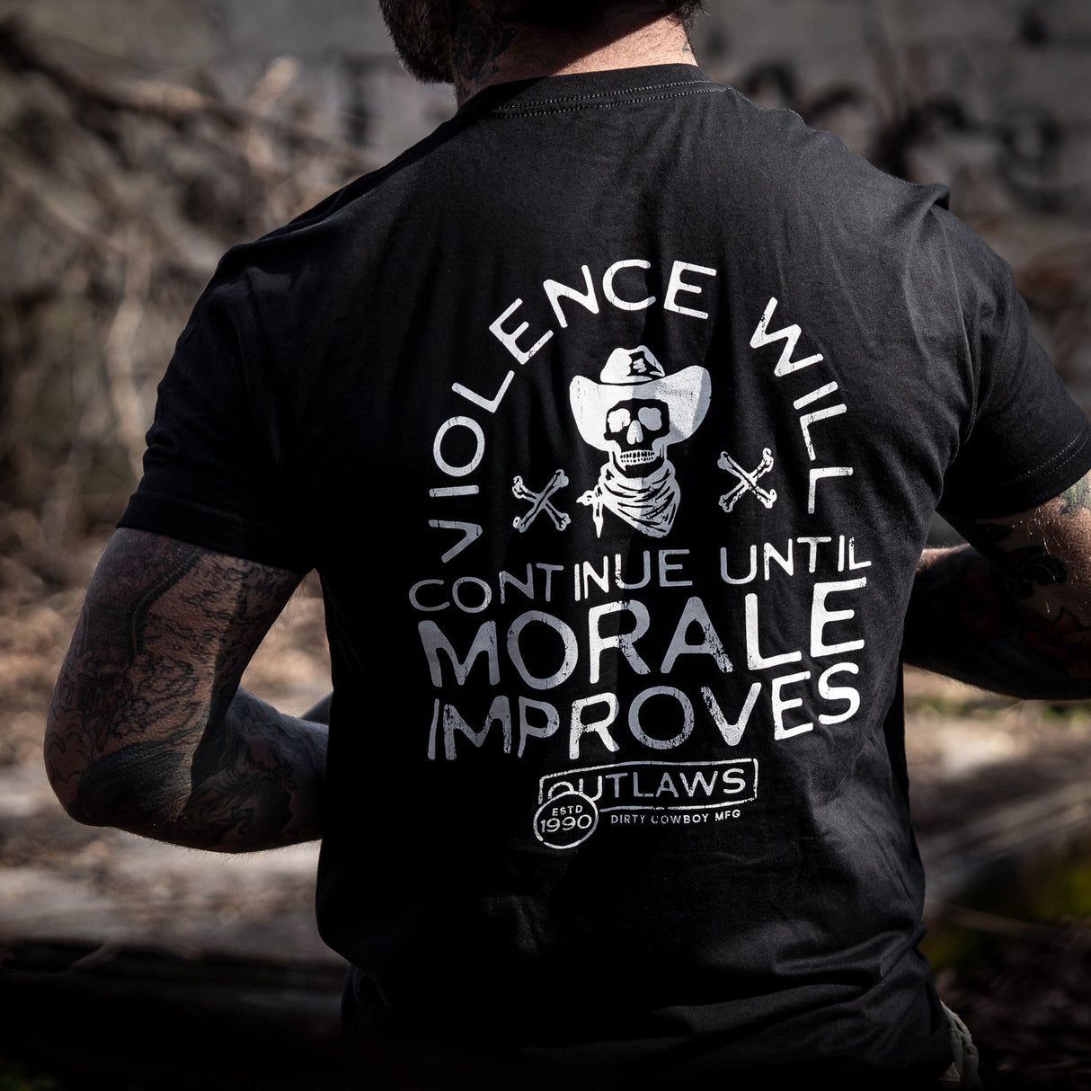 Violence Will Continue Until Morale Improves Men's T-Shirt from Combat Iron Apparel