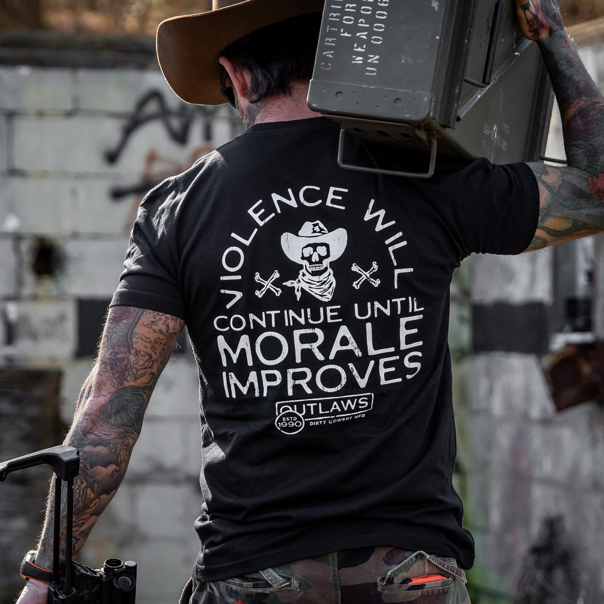 Violence Will Continue Until Morale Improves Men's T-Shirt from Combat Iron Apparel
